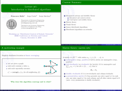 Lecture #1: Introduction to distributed algorithms Content Summary