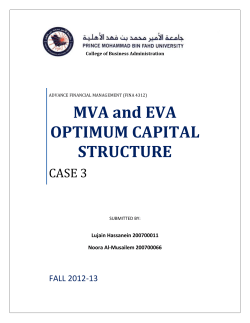 MVA and EVA OPTIMUM CAPITAL STRUCTURE