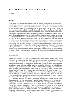 A Modal Solution to the Problem of Moral Luck