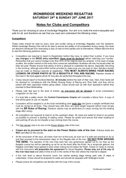 IRONBRIDGE WEEKEND REGATTAS Notes for Clubs and