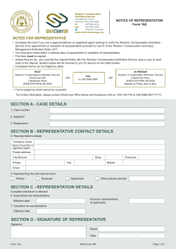 Form 162 &ndash; Notice of Representation