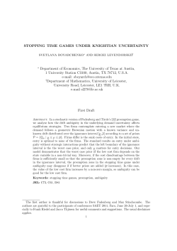 STOPPING TIME GAMES UNDER KNIGHTIAN UNCERTAINTY