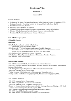 CV Anglais Jean Tirole - Toulouse School of Economics
