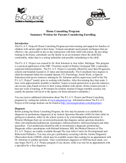 PLAY Project Home Consulting Summary