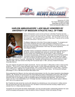 harlem ambassadors` lade majic honored by university of missouri