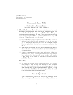 (501b) Problem Set 5. Bayesian Games Suggested Solutions by