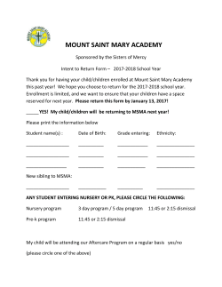Intent to Return Form - Mount Saint Mary Academy | Manchester, NH