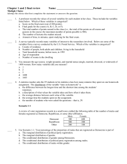 Chapter 1 and 2 final review Name