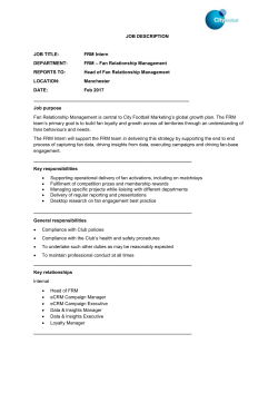 JOB DESCRIPTION JOB TITLE: FRM Intern DEPARTMENT: FRM