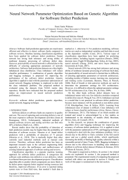 Journal of Software Engineering, Vol. 2, No. 1, April 2016 ISSN 2356