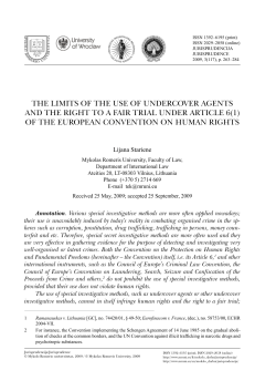 ThE LIMITS Of ThE USE Of UNDErCOVEr AgENTS AND ThE