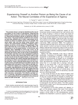 Experiencing Oneself vs Another Person as Being the Cause of an