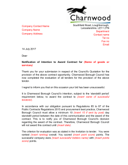 Letter to unsuccessful tenderers