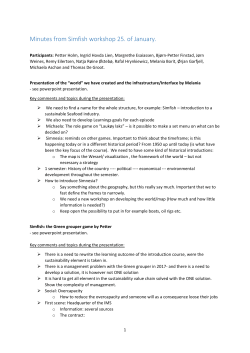 Minutes from Simfish workshop 25. of January.