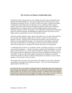 The Need for an Educare Scholarship Fund