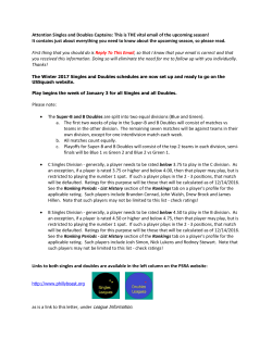 Attention Singles and Doubles Captains: This is THE vital email of