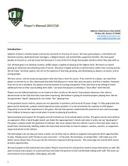 AUSC Player`s Manual - Addison United Soccer Club