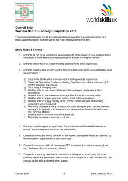 Overall Brief Worldskills UK Butchery Competition 2015