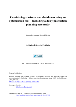 Considering start-ups and shutdowns using an optimisation tool