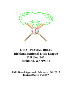 LOCAL PLAYING RULES Richland National Little League P.O. Box