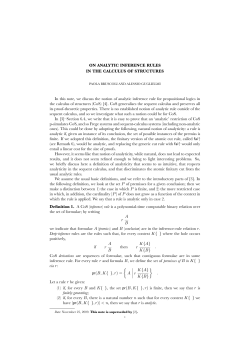 On Analytic Inference Rules in the Calculus of
