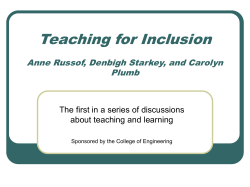 Teaching for Inclusion Anne Russof, Denbigh Starkey, and Carolyn