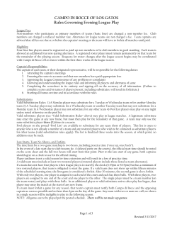 League Rules - Campo di Bocce