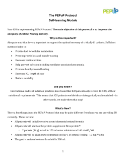 The PEP uP Protocol for Critical Care Nutrition
