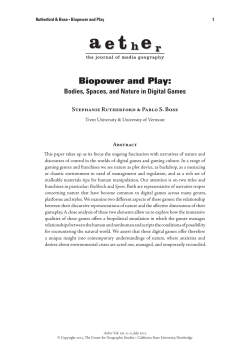 Biopower and Play - Media Geography at Mainz