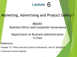 Lecture 6 Marketing, Advertising and Product Saftey I