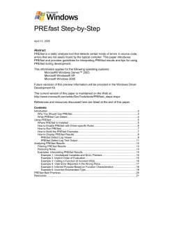 PREfast Step-by-Step