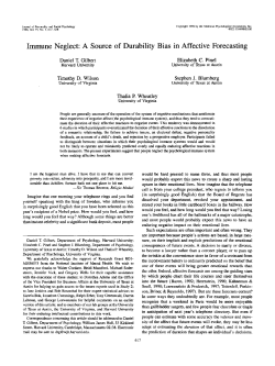 Immune Neglect: A Source of Durability Bias in