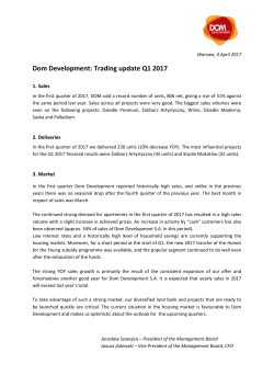 Dom Development: Trading update Q1 2017