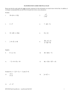MATH 096 STUDY GUIDE FOR FINAL EXAM
