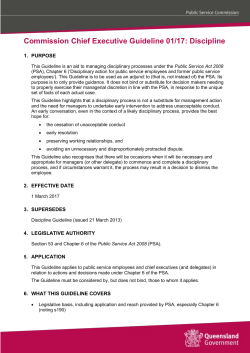 Commission Chief Executive Guideline 01/13: Discipline