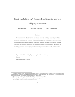 Seasoned parliamentarians in a lobbying experiment