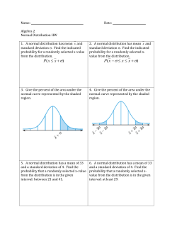 Name: Date: Algebra 2 Normal Distribution HW 1. A normal