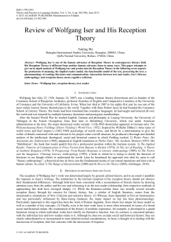 Review of Wolfgang Iser and His Reception Theory