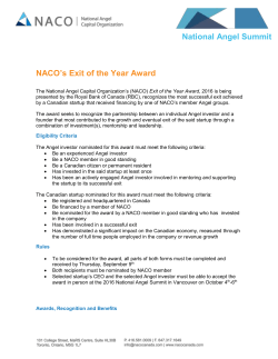 National Angel Summit NACO`s Exit of the Year