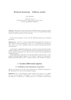 Rational homotopy &ndash; Sullivan models 1 Graded differential algebra