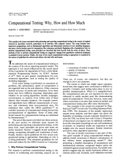 Computational Testing - Department of Mathematical and Statistical
