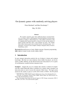 On dynamic games with randomly arriving players - Sophia