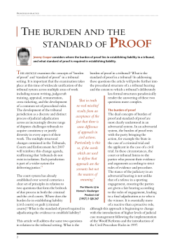 Cooper - Burden and Standard of Proof