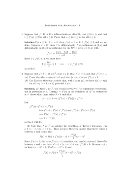 Solutions for Assignment 4 1. Suppose that f : R &rarr; R is differentiable