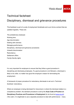 Technical factsheet: disciplinary, dismissal and grievance
