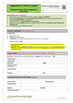 Permit Application Form, Biologicals Micro Cell