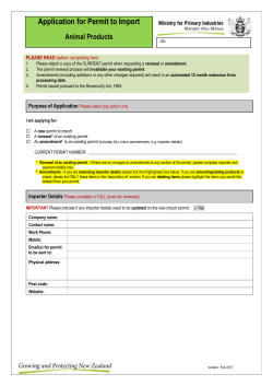 Permit Application Form, Animal Products