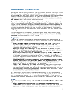 Know what to do if your child is missing Preparation Action