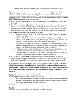 Football Game Summary Assignment (10 Extra Credit Points + Free