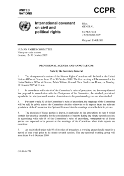 provisional agenda and annotations